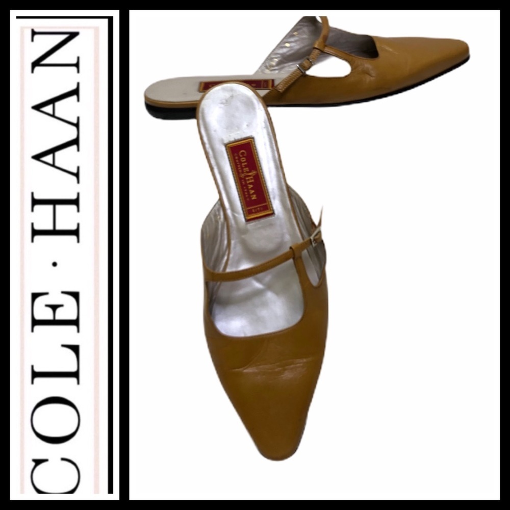 Cole Haan City Flat Leather Tan Mules